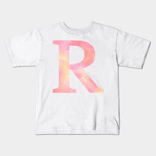 The Letter R Orange and Pink Watercolor Kids T-Shirt